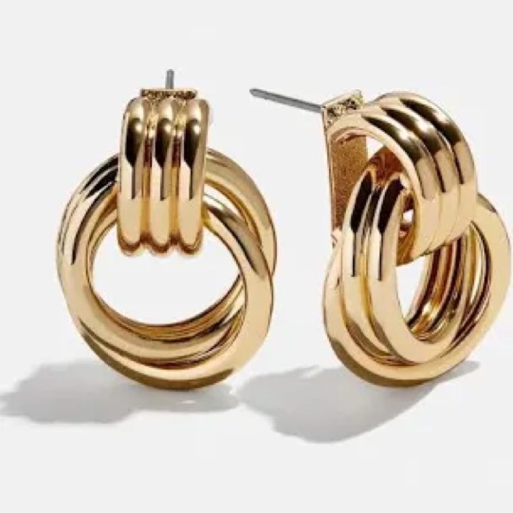 Gold Double-Ring Hoop Earrings - Women Jewelry